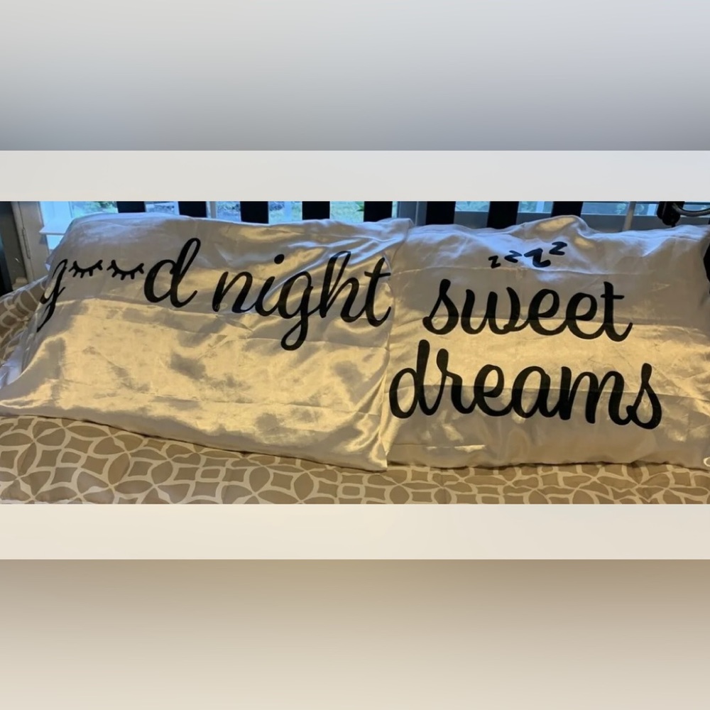 Pillowcase bundle Silky Satin GOOD NIGHT and SWEET DREAMS Standard Set 2 NEW
